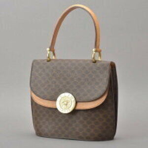 Celine handbag handles motif top globe Macadam brown leather